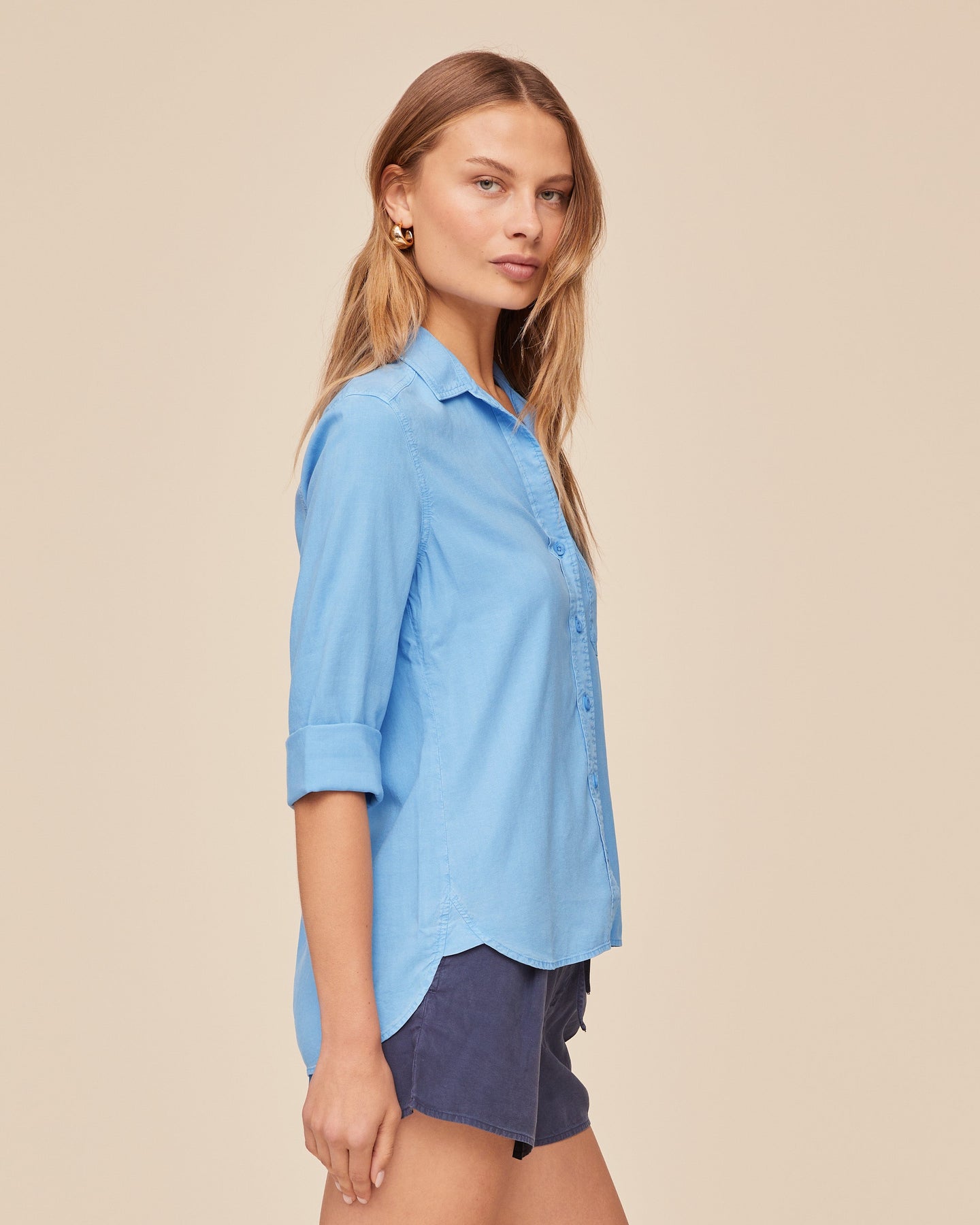 Shirt Tail Button Down - Tidal Blue