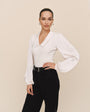 Collared V Neck Top - Winter White
