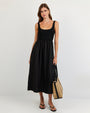 Sleeveless Knit Combo Dress - Black