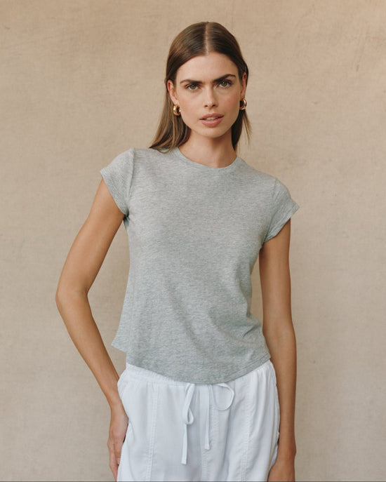 Print Your Post Baby Crew Tee - Heather Ash View 2