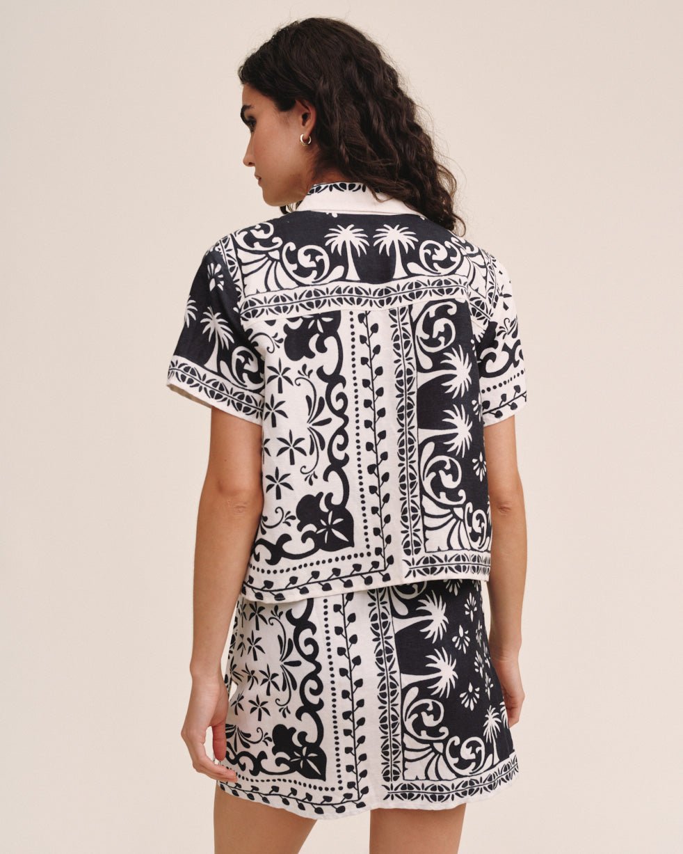 Print Your PostBandana Short Sleeve Camp Shirt - Tropical Bandana PrintTops