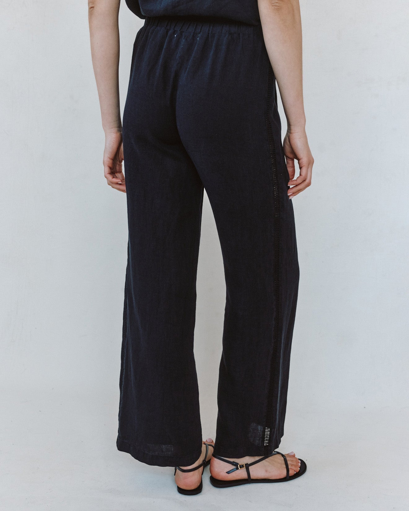Print Your PostBeach Pant With Lattice Stripe - BlackPants