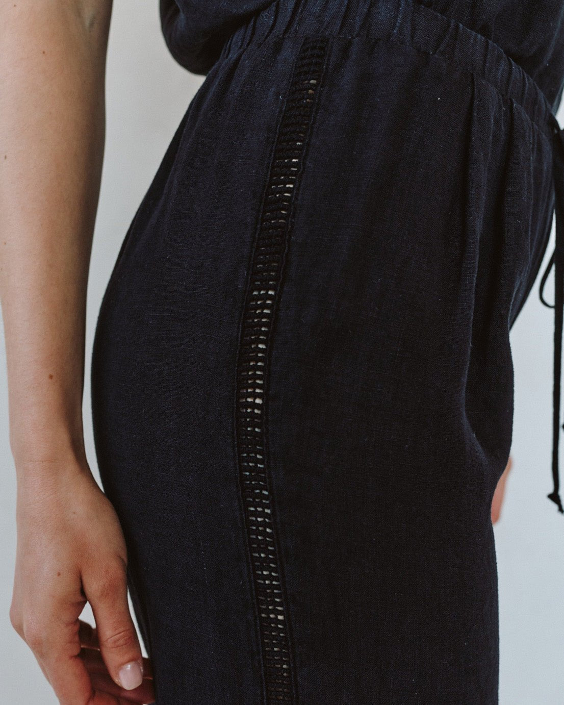 Print Your PostBeach Pant With Lattice Stripe - BlackPants