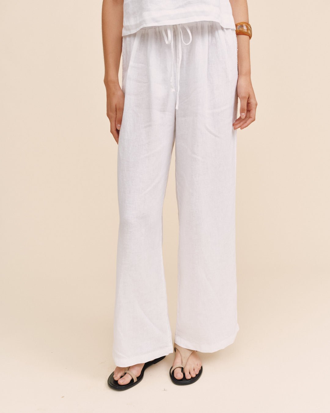 Print Your PostBeach Pant With Lattice Stripe - WhitePants
