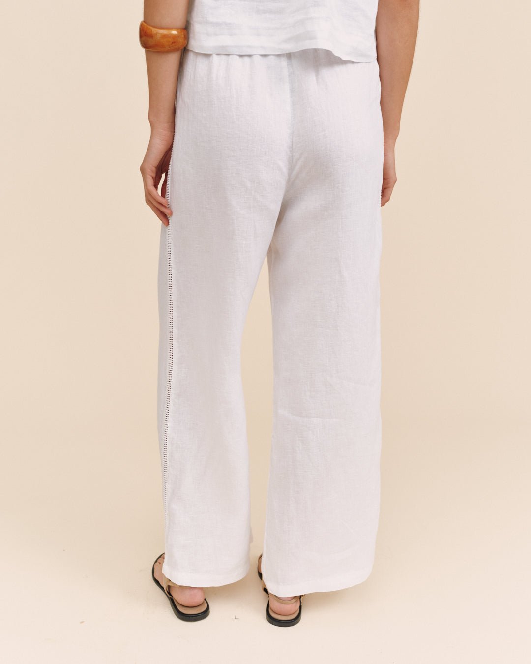 Print Your PostBeach Pant With Lattice Stripe - WhitePants