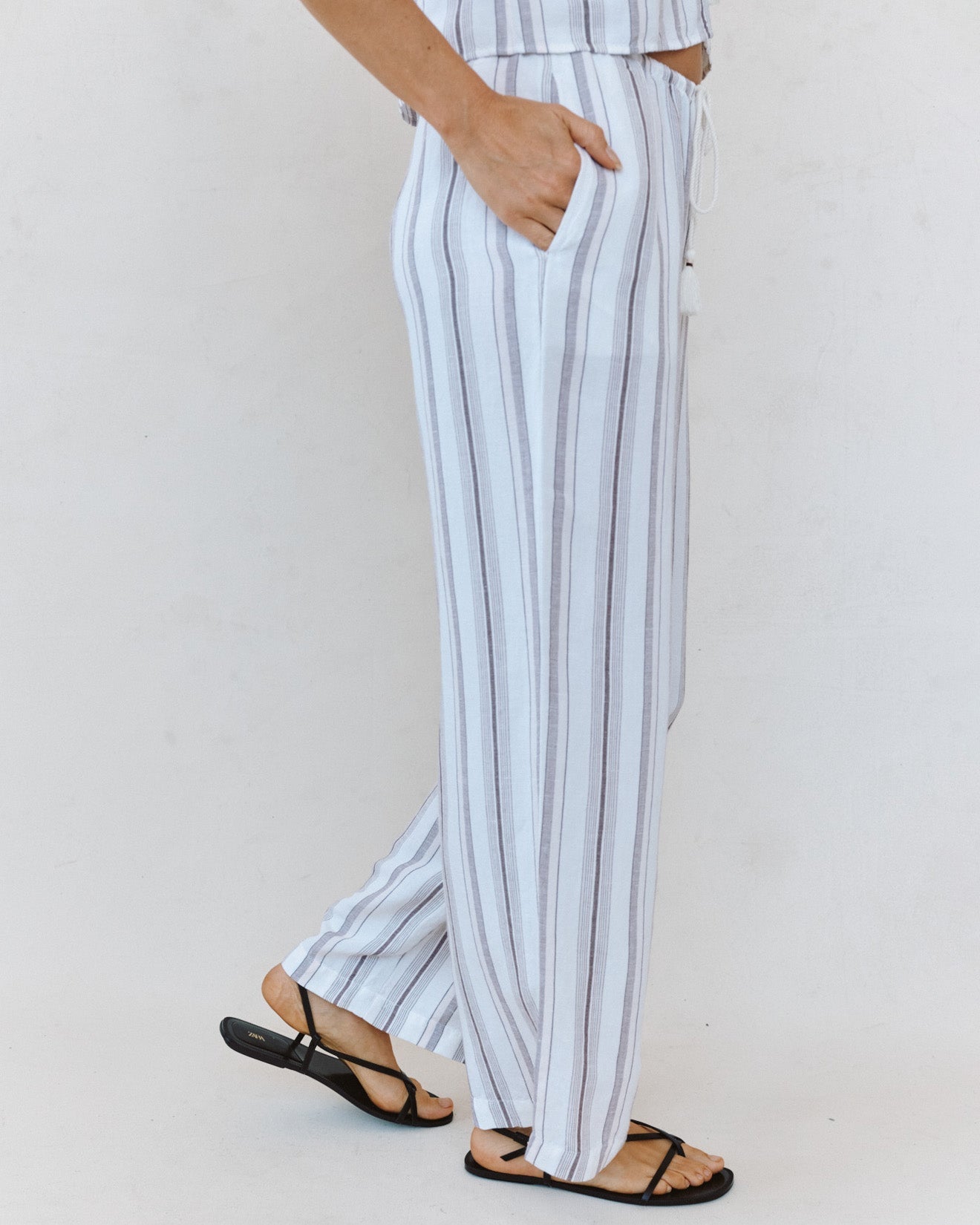 Print Your PostBeach Pant With Tassel Drawstring - Rosewood StripePants