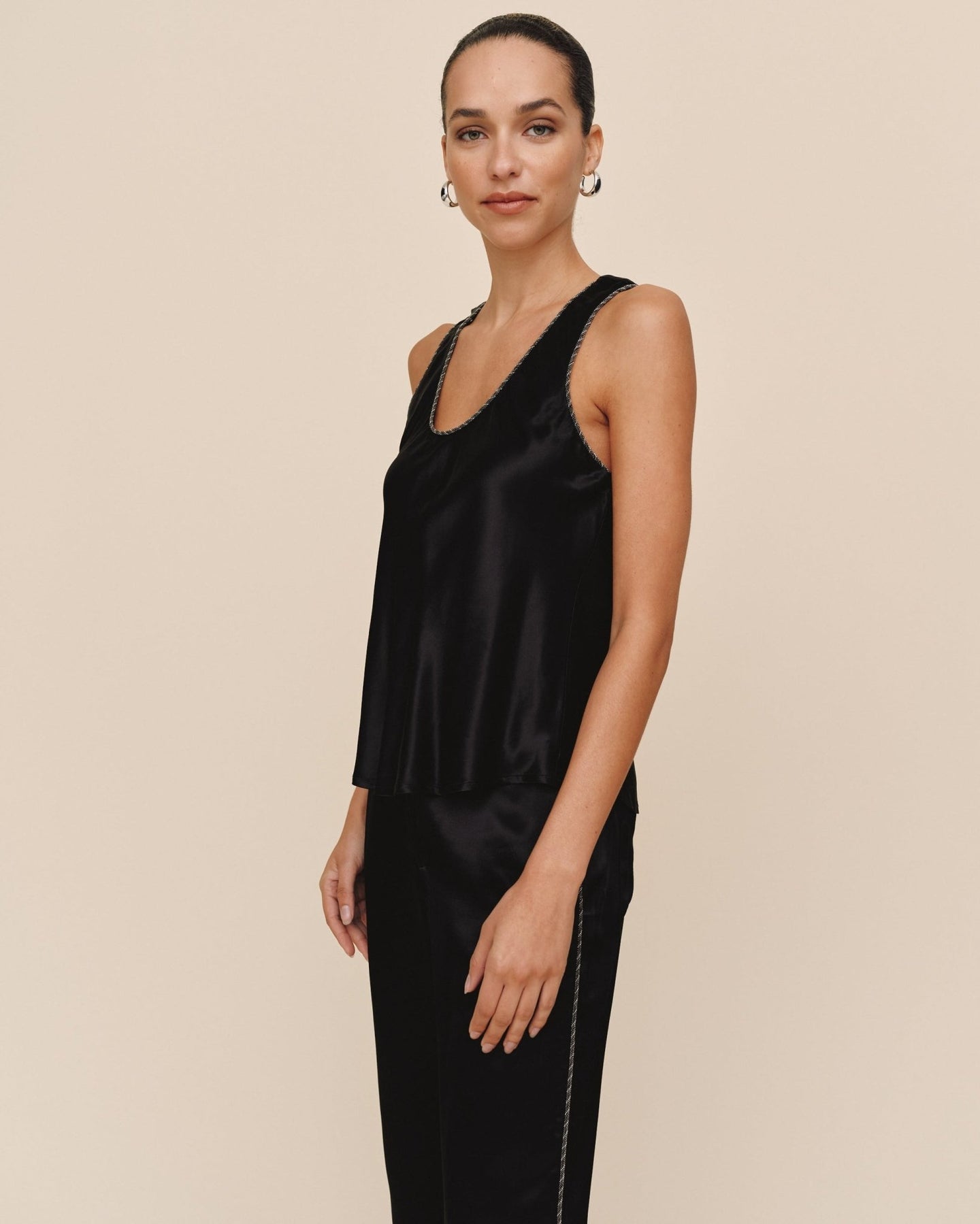 Print Your PostBeaded Trim Tank - BlackTops