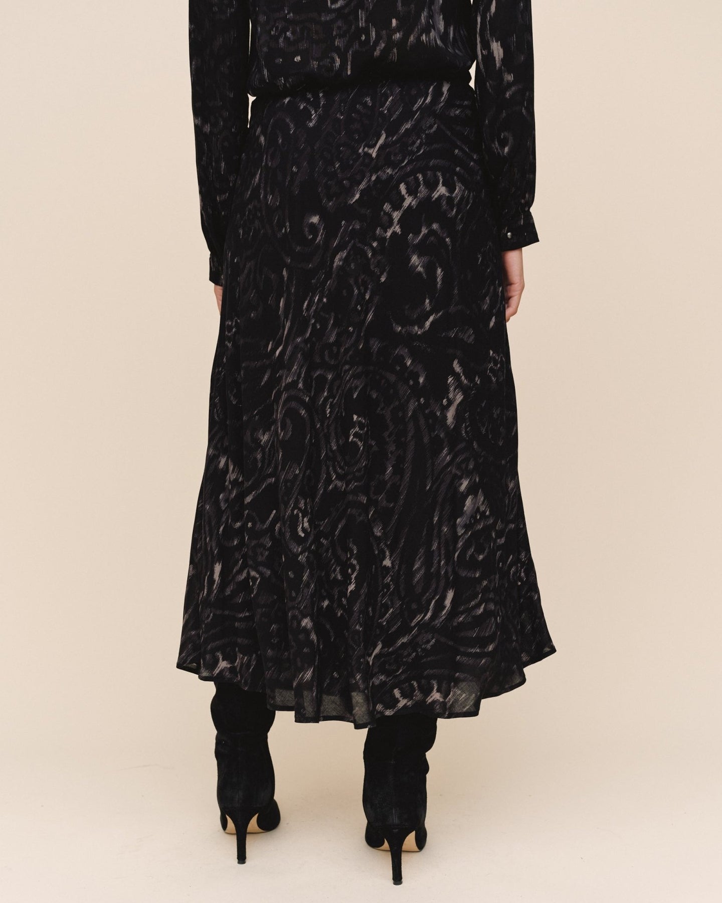 Print Your PostBias Full Skirt With Tie - Black PaisleySkirts