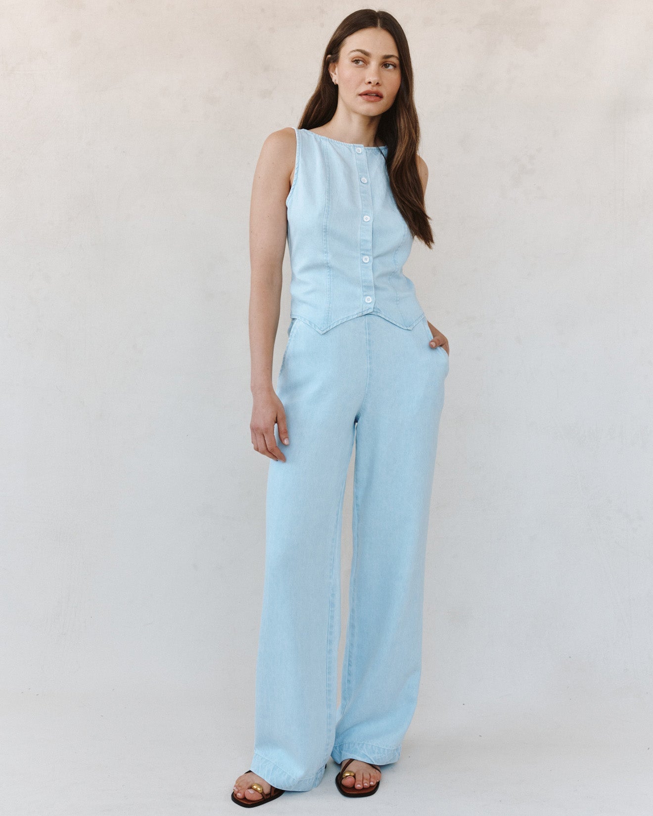 Print Your PostBoatneck Seamed Vest - Coastal Fade WashTops