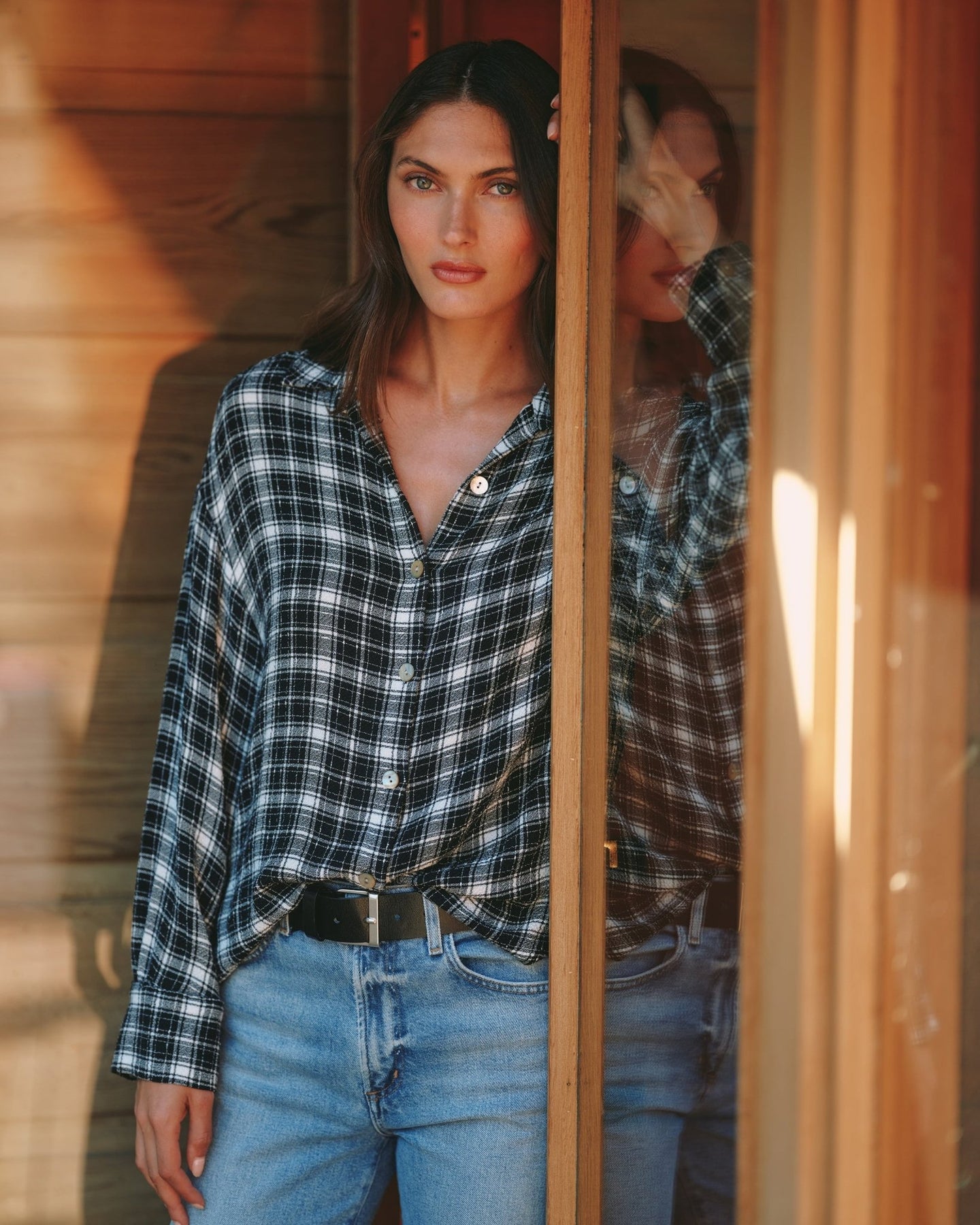 Print Your PostBoyfriend Button Down - Black & White PlaidTops