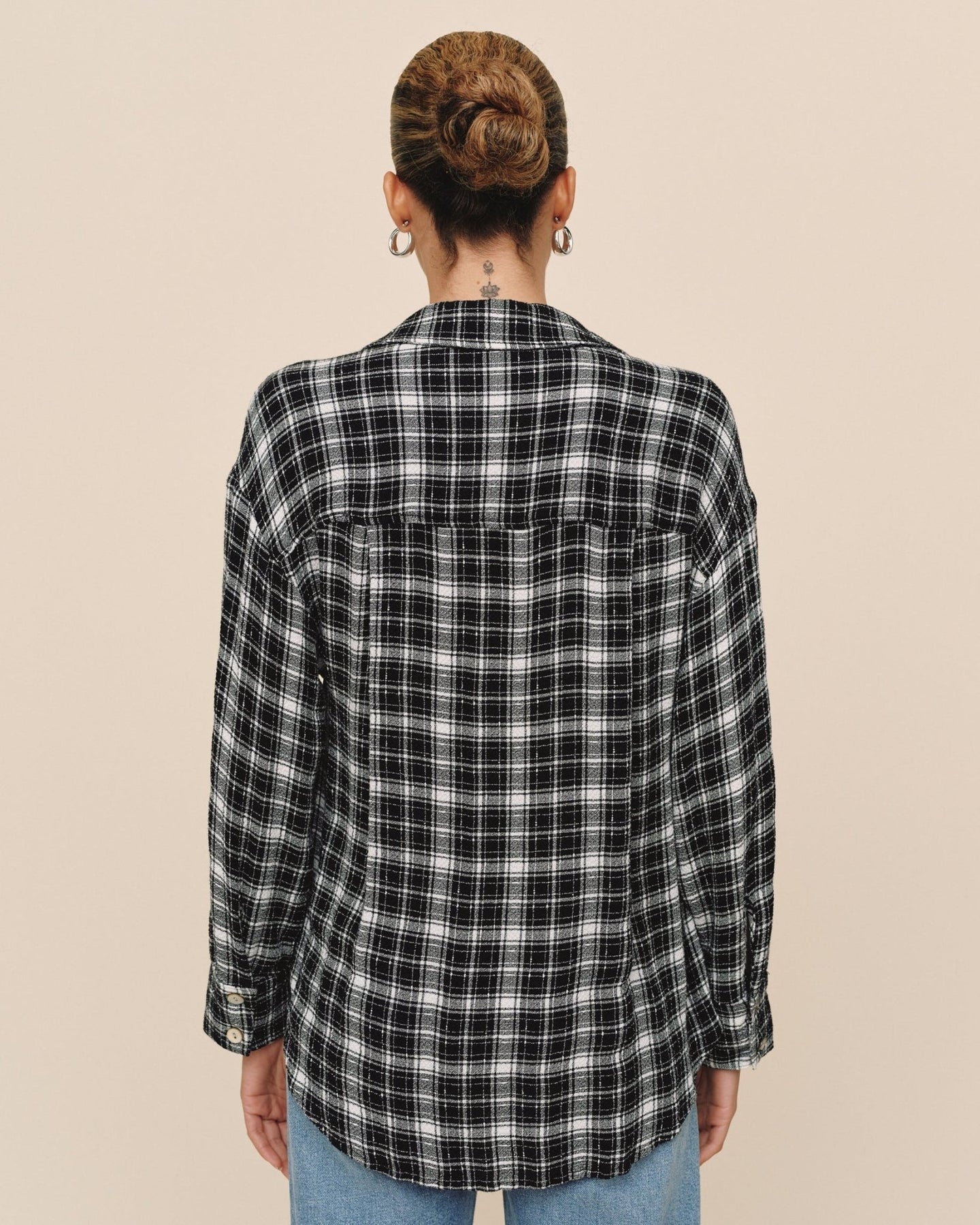 Print Your PostBoyfriend Button Down - Black & White PlaidTops