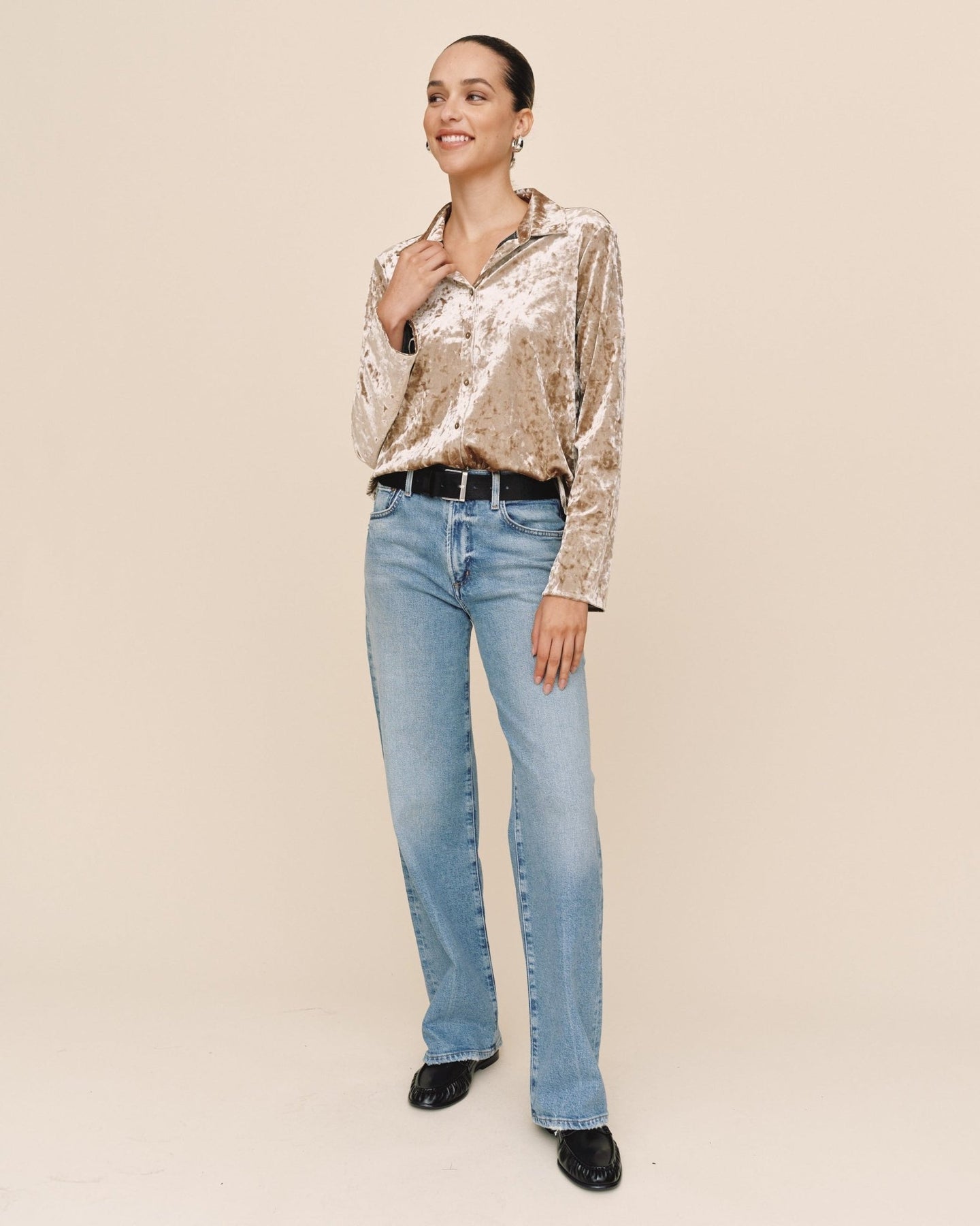 Print Your PostButton Down Shirt - Mocha SofteeTops