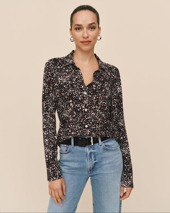 Print Your Post Button Up Knit Top - Painted Animal Print