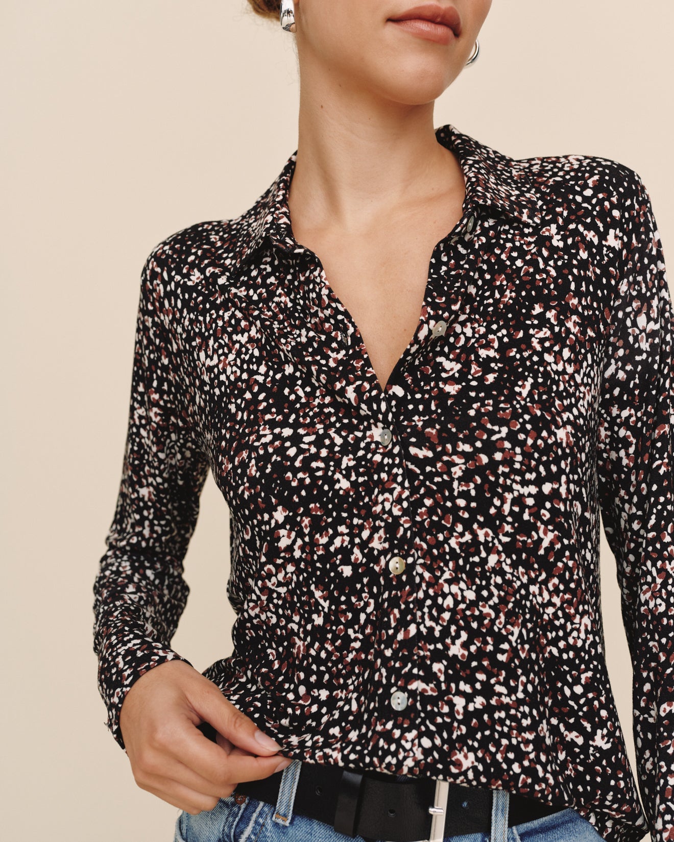 Print Your PostButton Up Knit Top - Painted Animal PrintTops