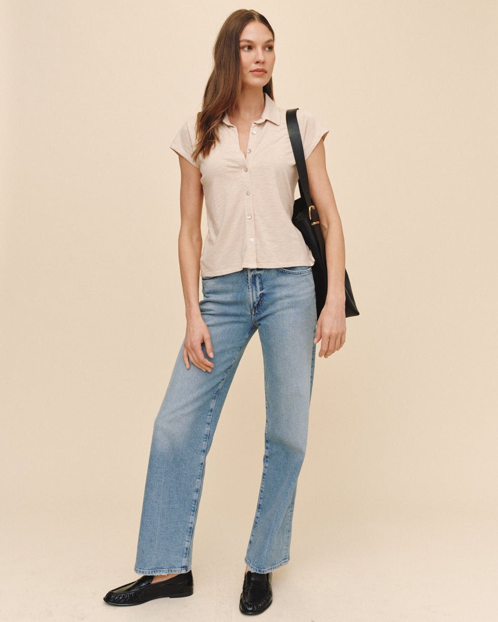 Print Your PostCap Sleeve Button Down - Linen SandTops