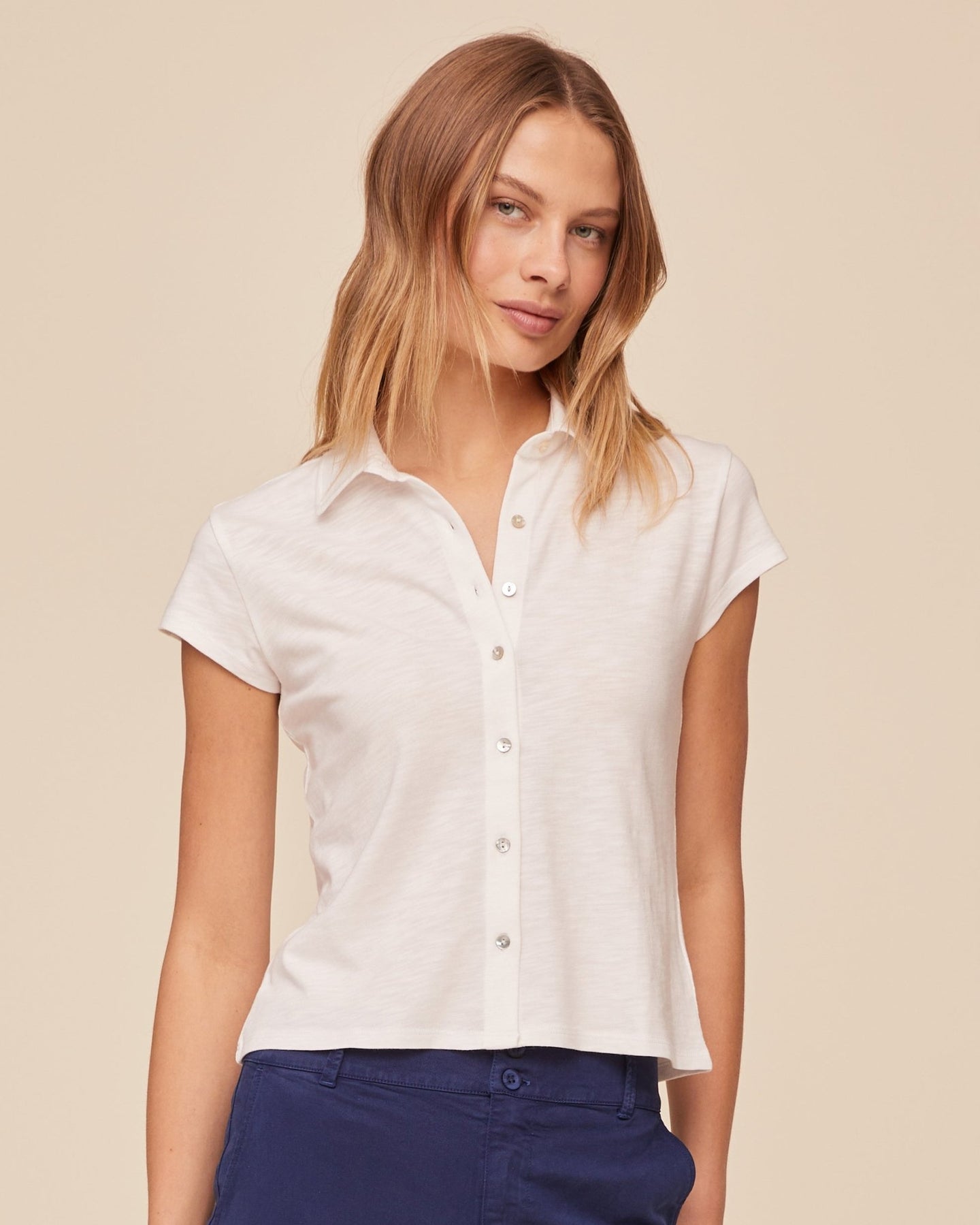 Print Your PostCap Sleeve Button Down - WhiteTops