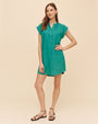 Print Your PostCap Sleeve Henley Dress - Aqua GreenDresses