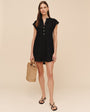 Print Your PostCap Sleeve Henley Dress - BlackDresses