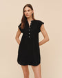 Print Your PostCap Sleeve Henley Dress - BlackDresses