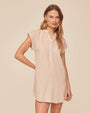 Print Your PostCap Sleeve Henley Dress - Linen SandDresses