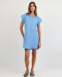 Print Your PostCap Sleeve Henley Dress - Tidal BlueDresses