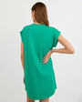 Print Your PostCap Sleeve Placket Dress - Aqua GreenDresses