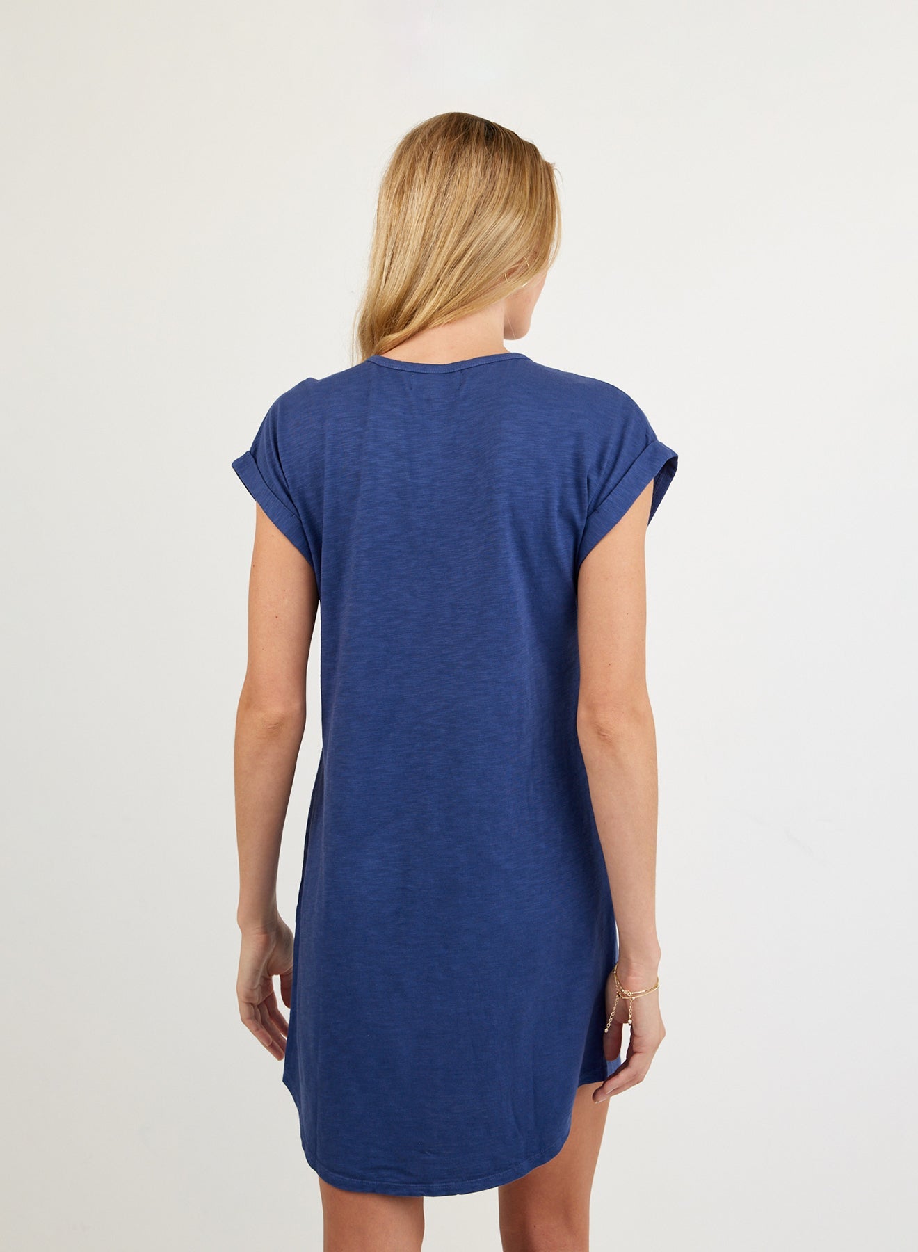 Print Your PostCap Sleeve Placket Dress - Midnight SurfDresses