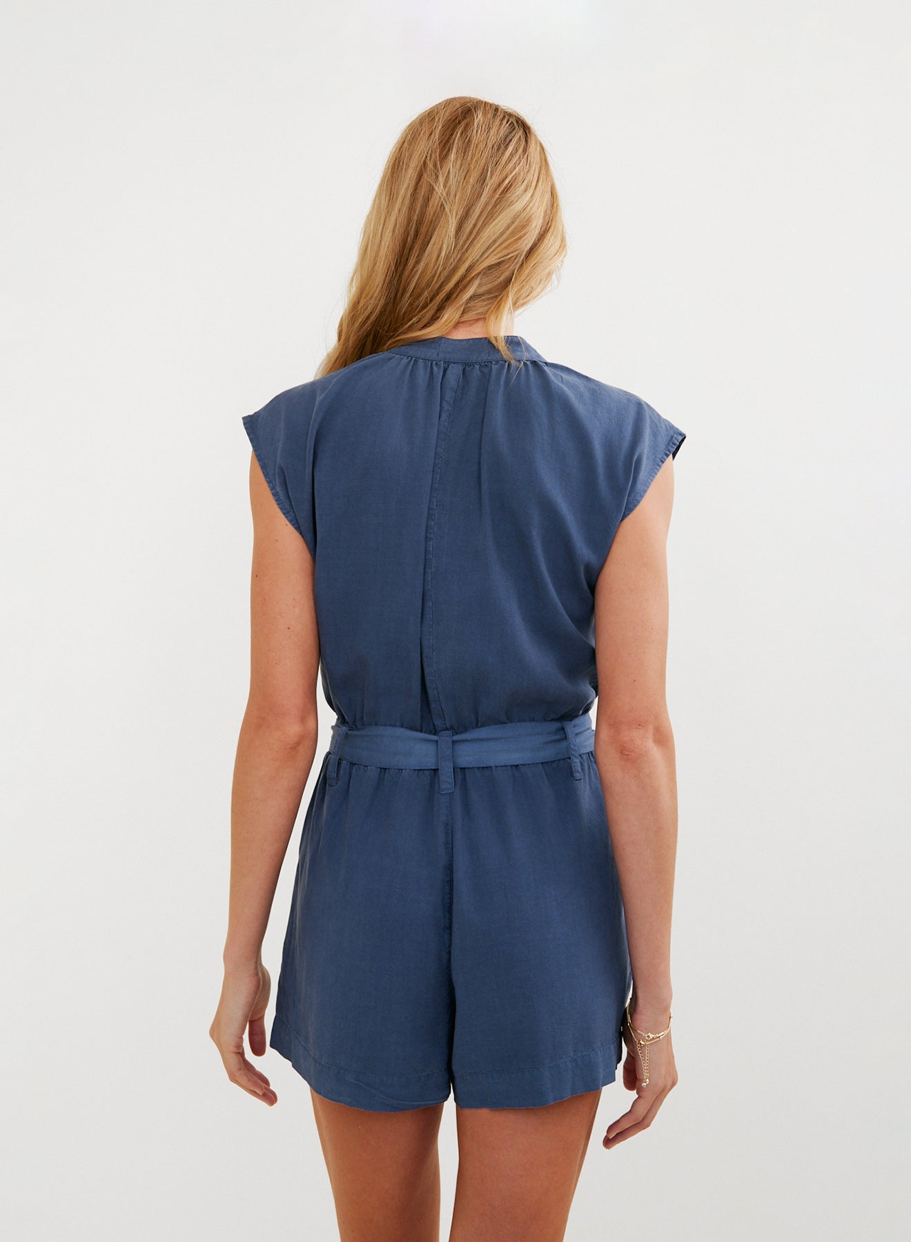 Print Your PostCap Sleeve Pocket Romper - Midnight SurfJumpsuits & Rompers