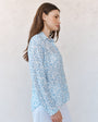 Print Your PostClassic Button Down Shirt - Blue Ditsy Floral PrintTops
