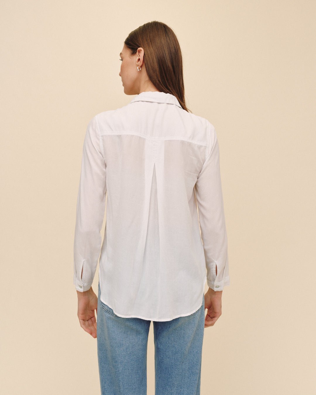 Print Your PostClassic Rib Button Down Shirt - WhiteTops