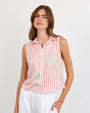Print Your PostClean Sleeveless Button Down - Wild Coral StripeTops