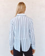 Print Your PostClean Split Back Button Down Shirt - Black & White Shadow StripeTops
