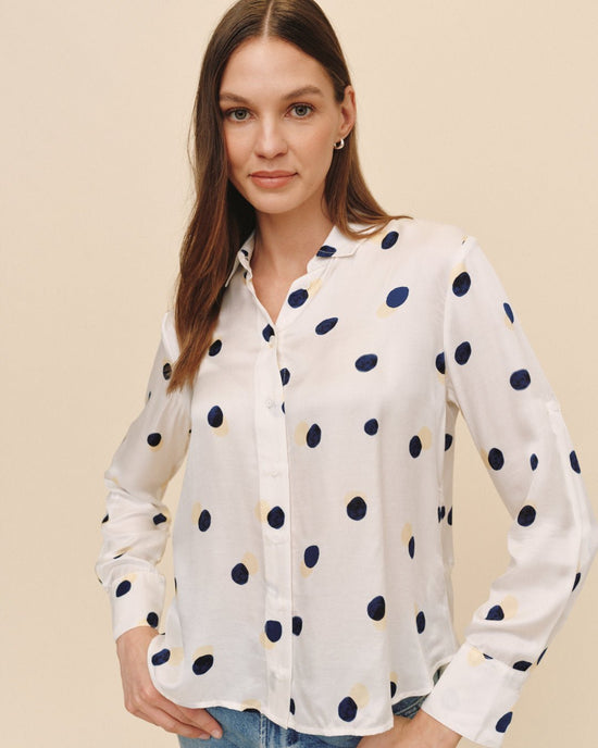 Print Your Post Clean Split Back Button Down - Spring Dots Print