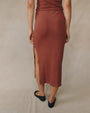 Print Your PostClean Waist Knit Skirt With Side Slit - Autumn AmberSkirts