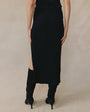 Print Your PostClean Waist Knit Skirt With Side Slit - BlackSkirts