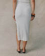Print Your PostClean Waist Knit Skirt With Side Slit - Moon StoneSkirts