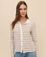 Print Your PostContrast Placket Button Down - Sand StripeTops