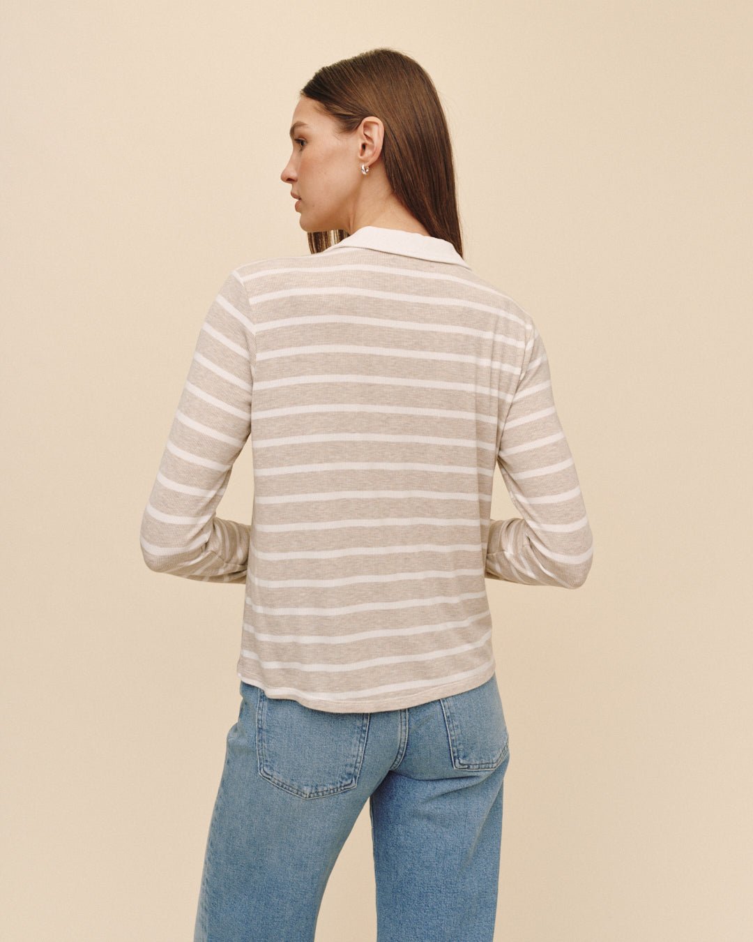 Print Your PostContrast Placket Button Down - Sand StripeTops