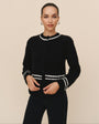 Print Your PostContrast Stripe Cardigan - BlackSweaters