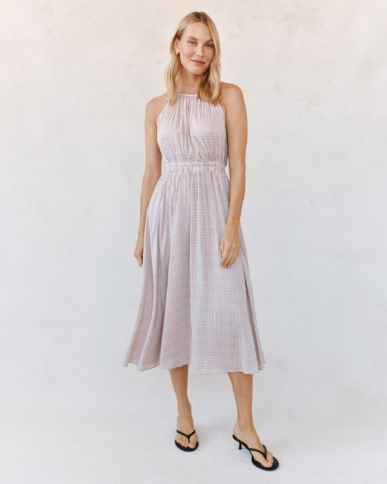 Print Your Post Cut Out Back Midi Halter Dress - Sunwashed Check View 2