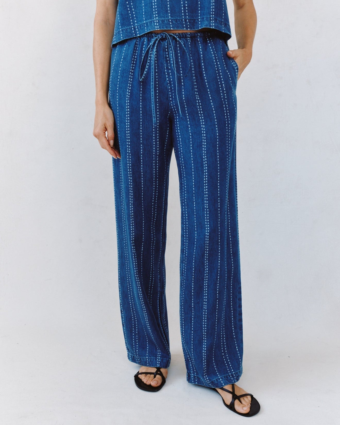 Print Your PostDrawstring Pant - Indigo StripePants