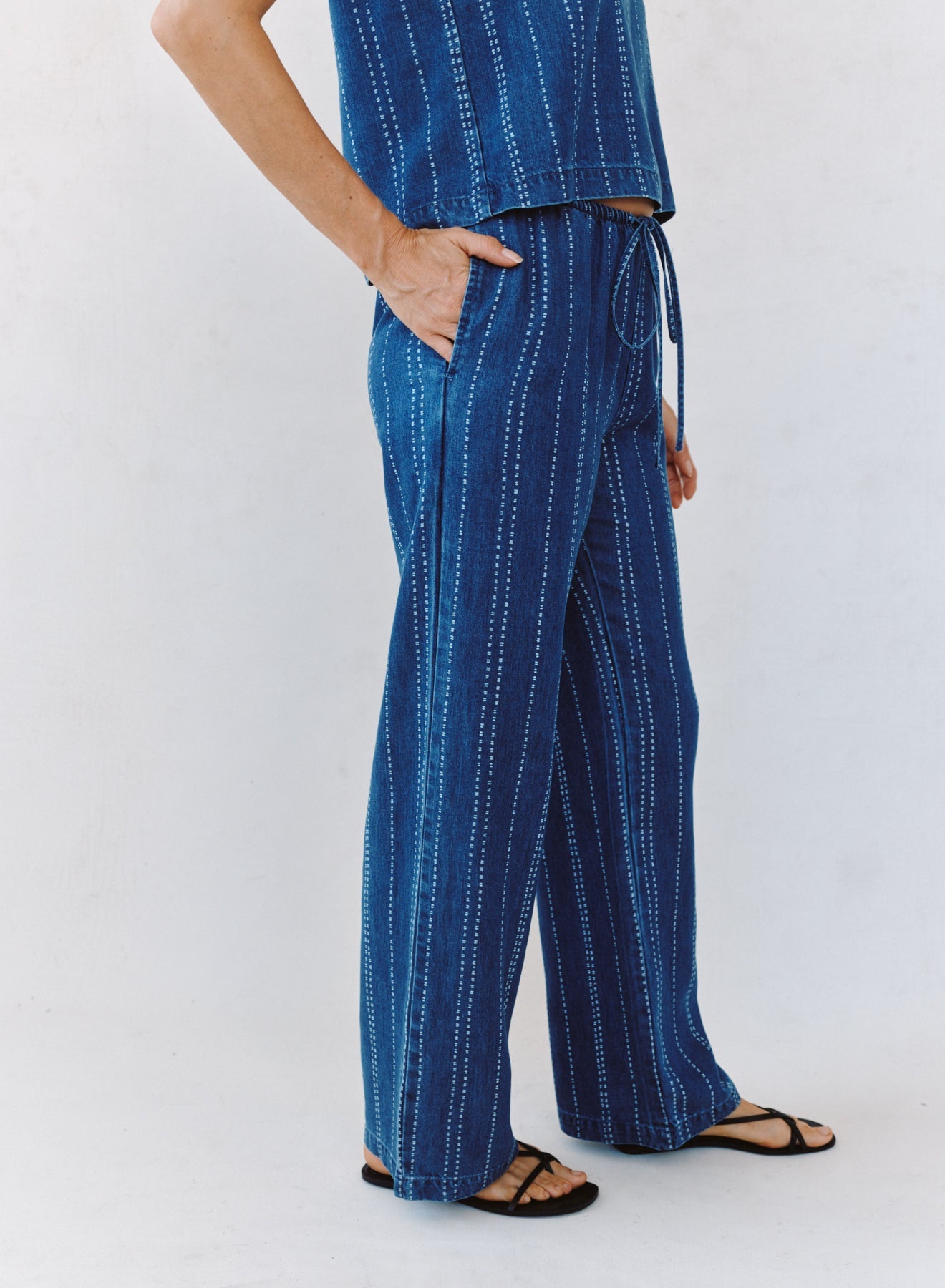 Print Your PostDrawstring Pant - Indigo StripePants