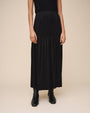 Print Your PostDropped Waist Ruffle Maxi Skirt - BlackSkirts