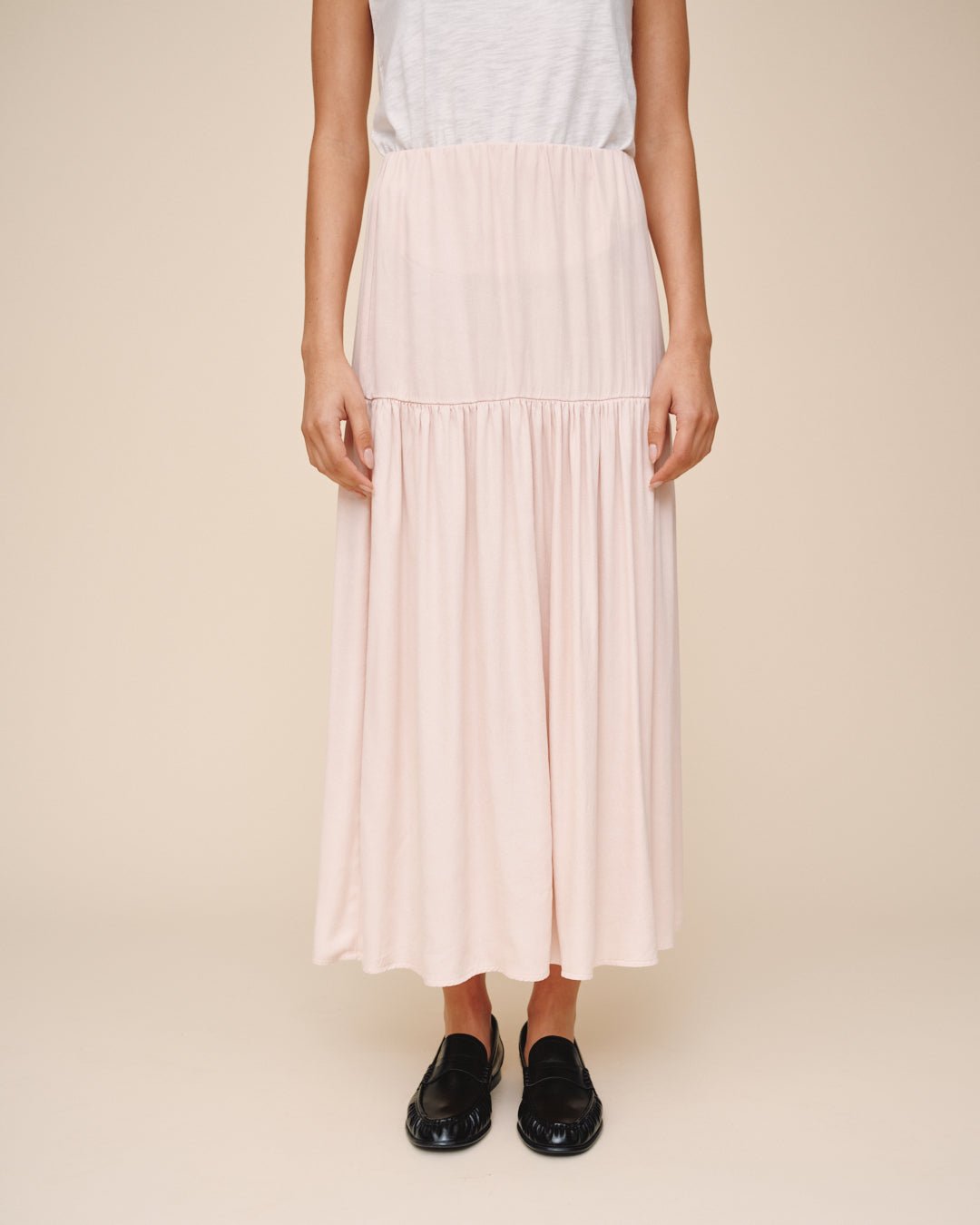 Print Your PostDropped Waist Ruffle Maxi Skirt - Cherry BlossomSkirts