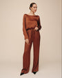 Print Your PostEasy Pleated Wide Leg Pant - Molten BronzePants