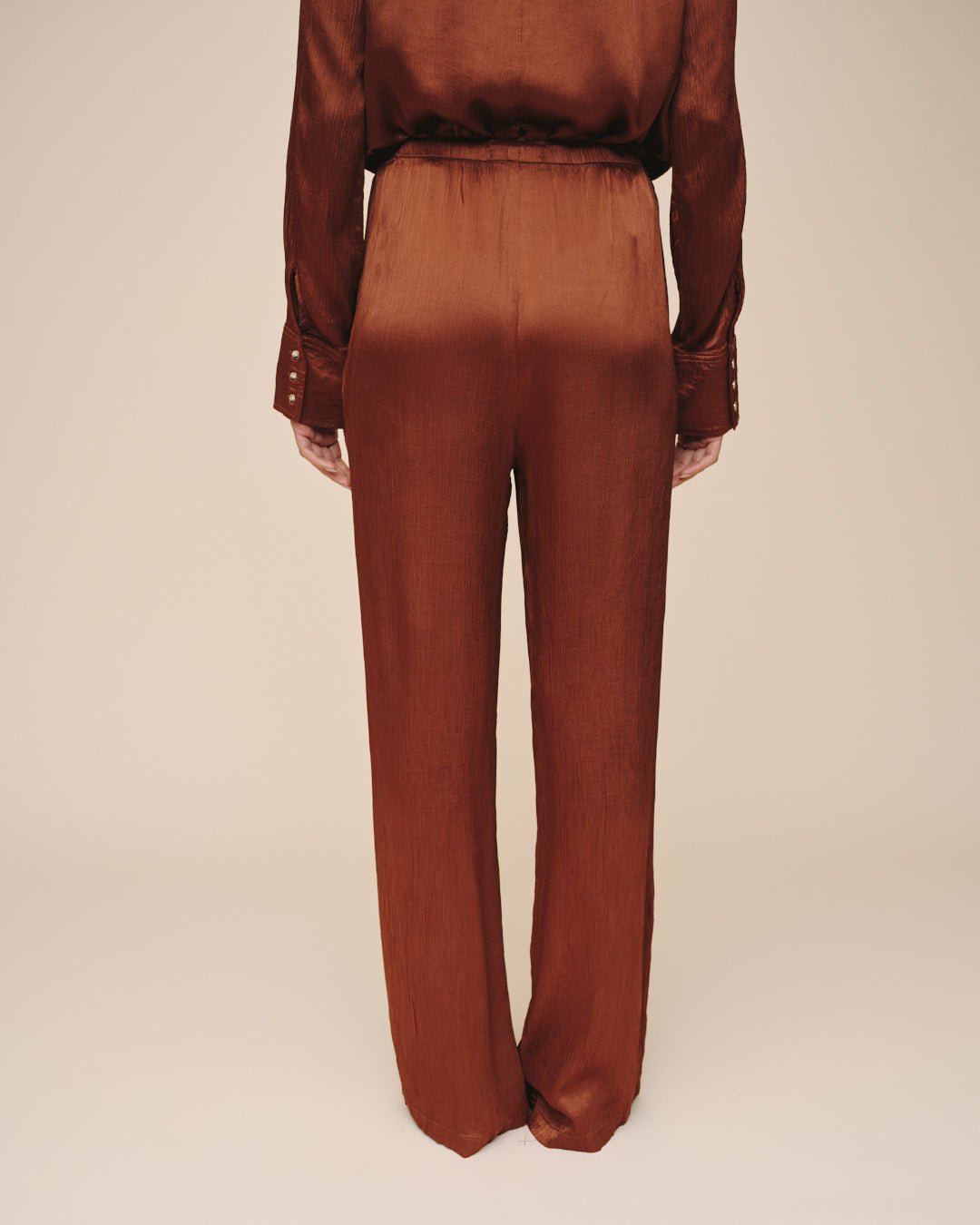 Print Your PostEasy Pleated Wide Leg Pant - Molten BronzePants