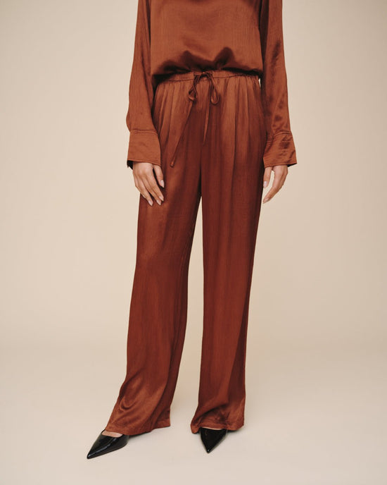 Print Your Post Easy Pleated Wide Leg Pant - Molten Bronze View 2