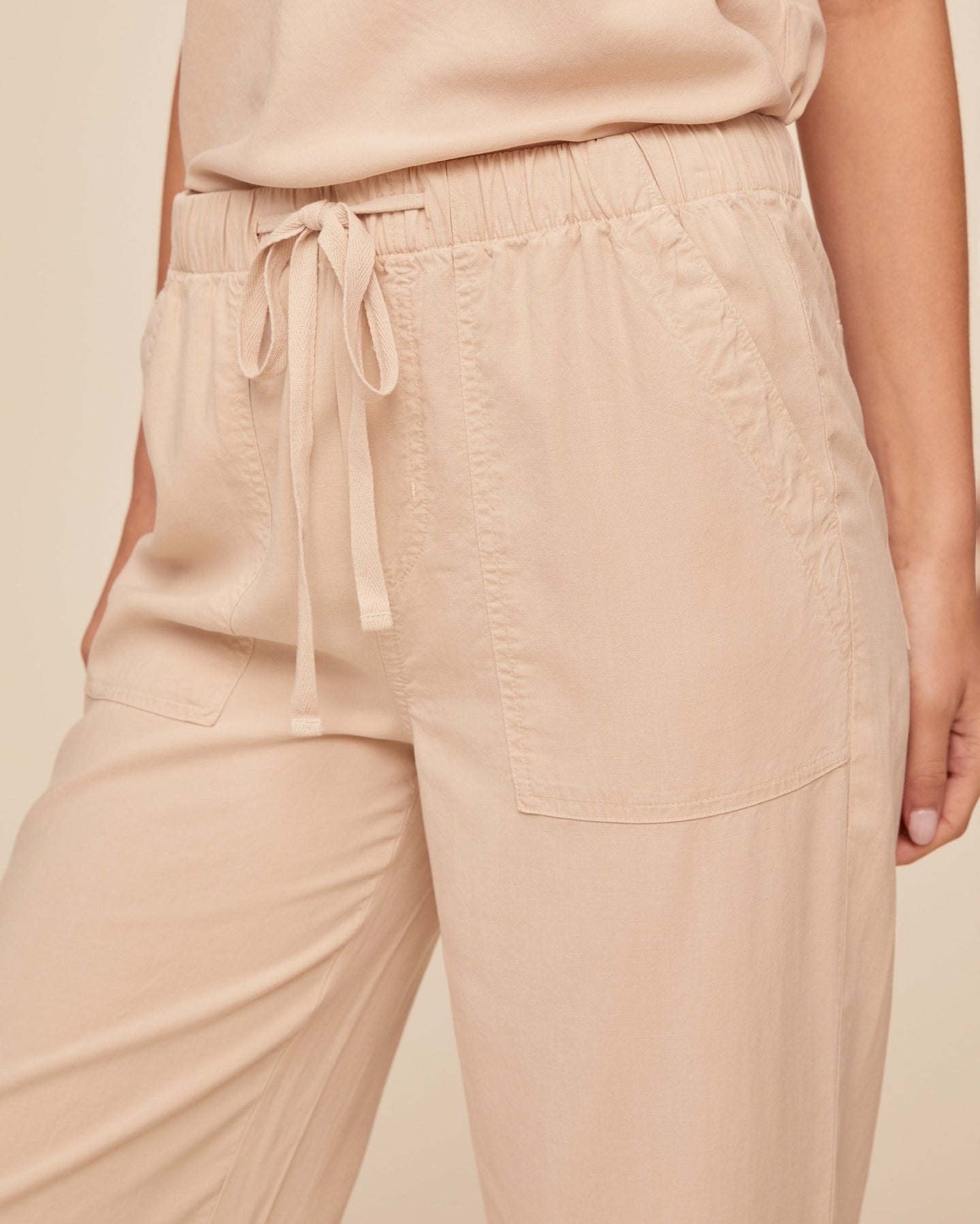 Print Your PostEasy Pocket Wide Leg Crop - Linen SandPants