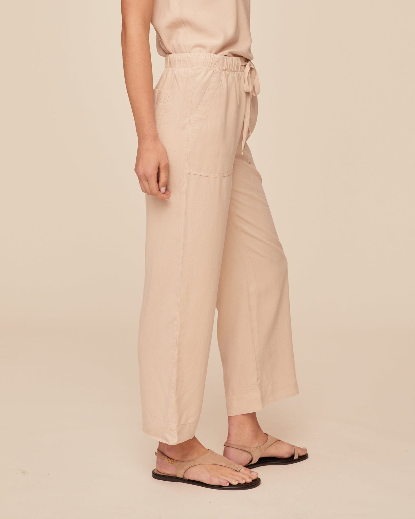 Print Your PostEasy Pocket Wide Leg Crop - Linen SandPants