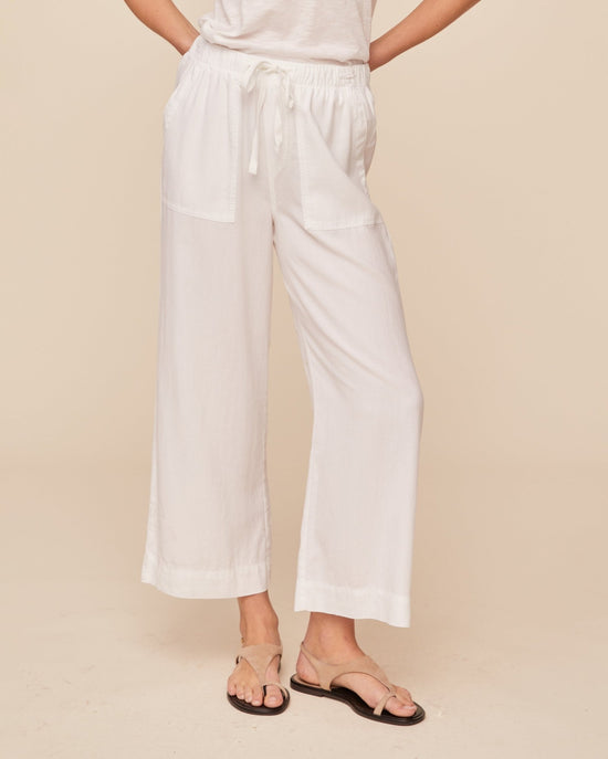 Print Your Post Easy Pocket Wide Leg Crop - White View 2